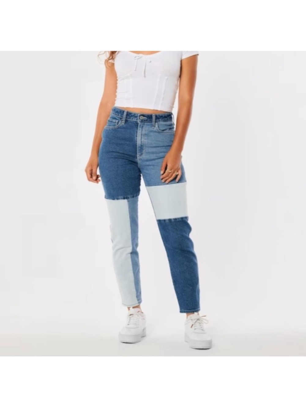Hollister Size 24 Ultra High Rise Patchwork Straight Leg Mom Jeans